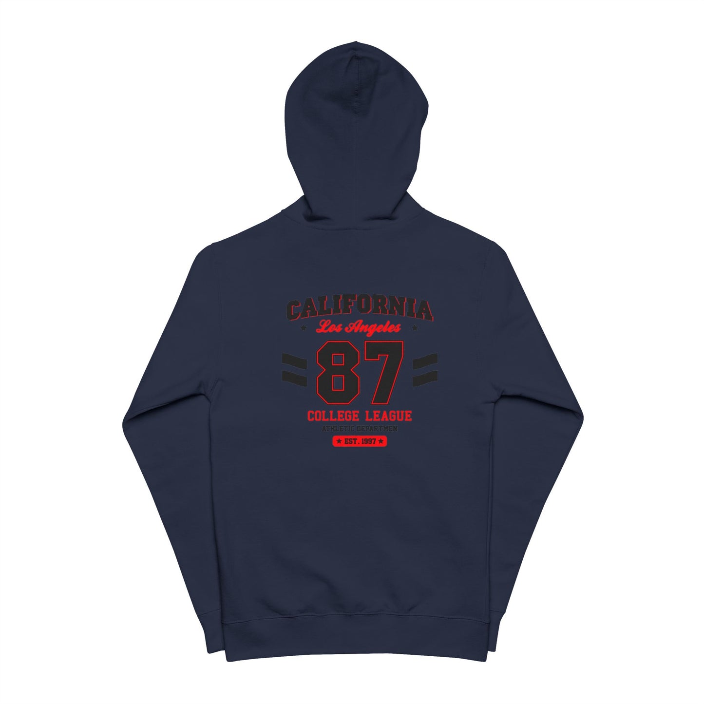 California 87 Zip-Up Hoodie — Vintage Athletic Back Graphic For Men