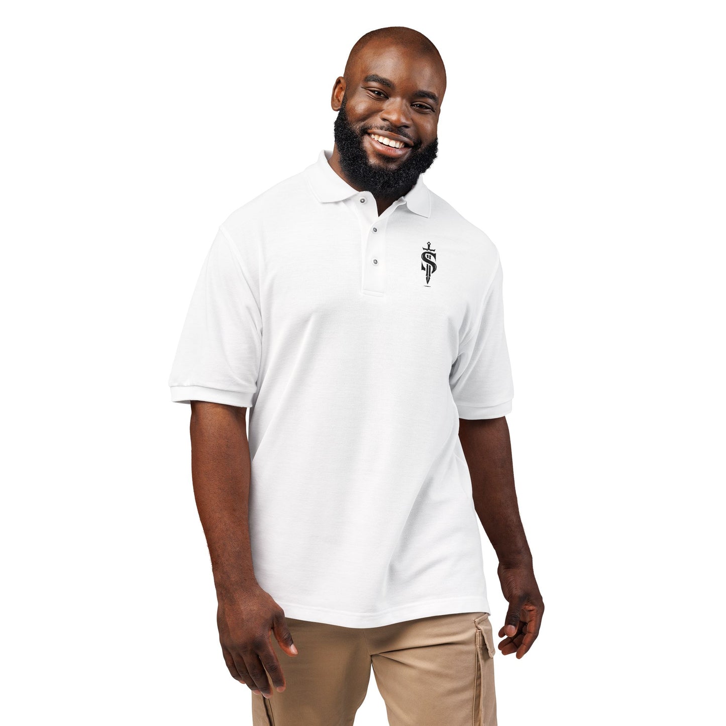 Premium Dagger Monogram Polo Shirt – Urban Streetwear Designer Polo – Men’s Gothic Aesthetic Sportswear