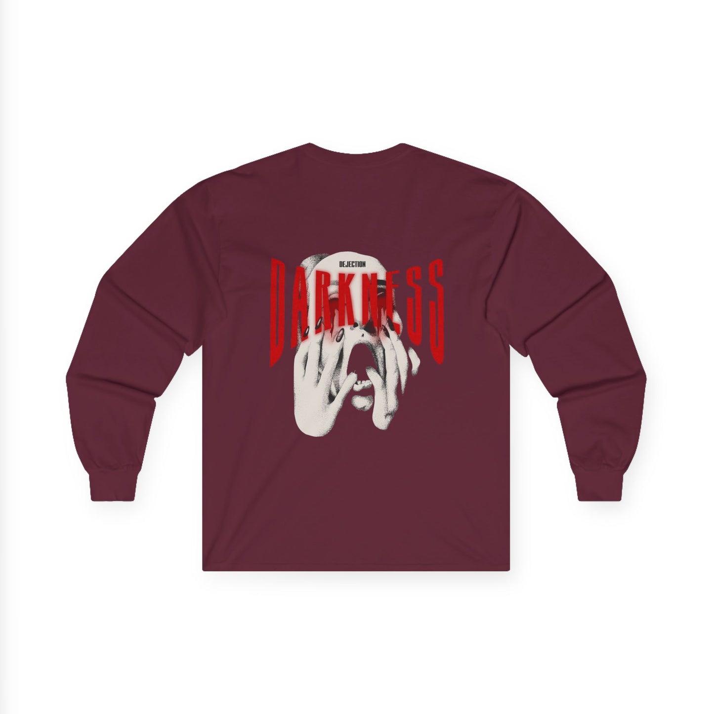 Darkness Graphic Long Sleeve Tee — Gothic Horror Skull Design