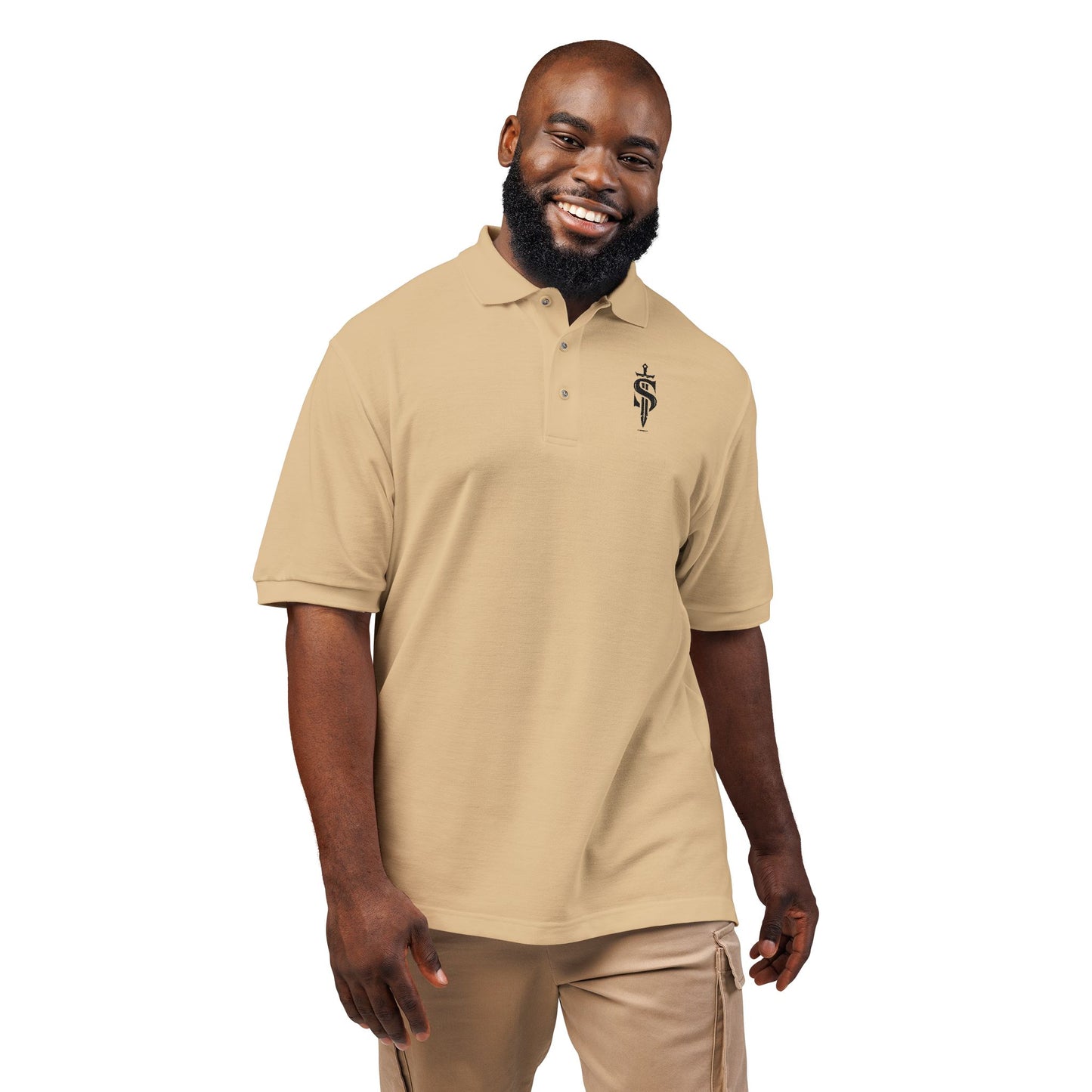 Premium Dagger Monogram Polo Shirt – Urban Streetwear Designer Polo – Men’s Gothic Aesthetic Sportswear