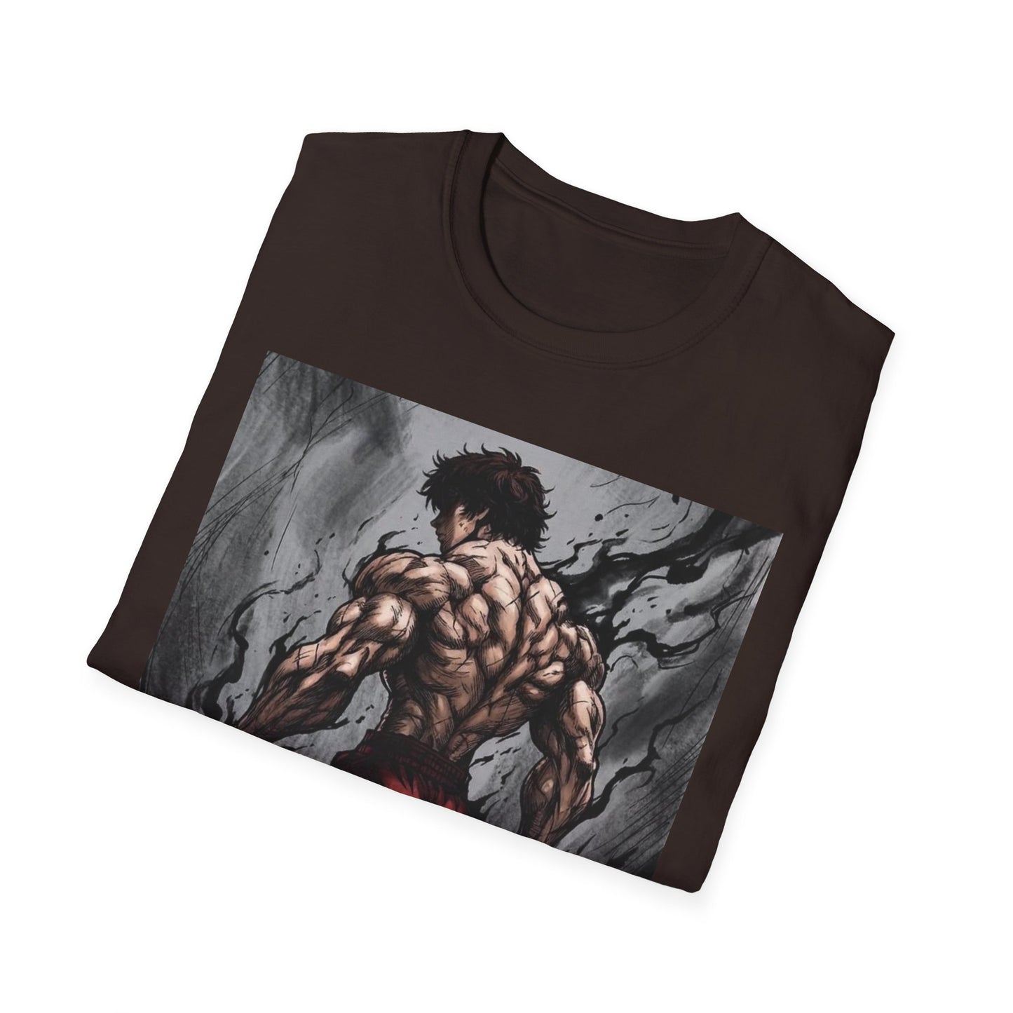 Title: Baki Hanma Demon Back Gym Shirt - Anime Fitness Graphic Tee - Baki Grappler Workout T-Shirt - Men's Grey Training Top