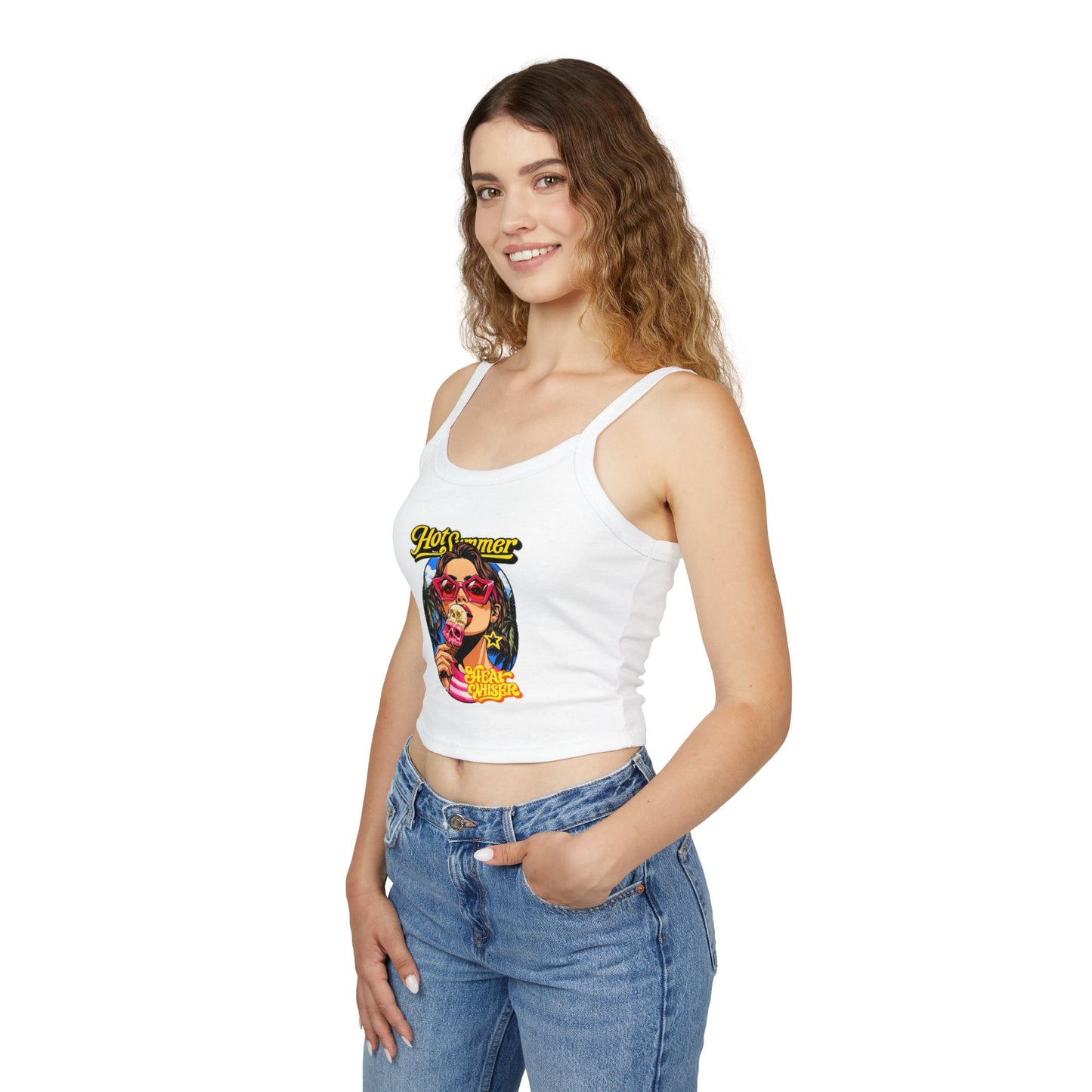 Hot Summer Ice Cream Crop Tank - Women's Spaghetti Strap Graphic Tank Top
