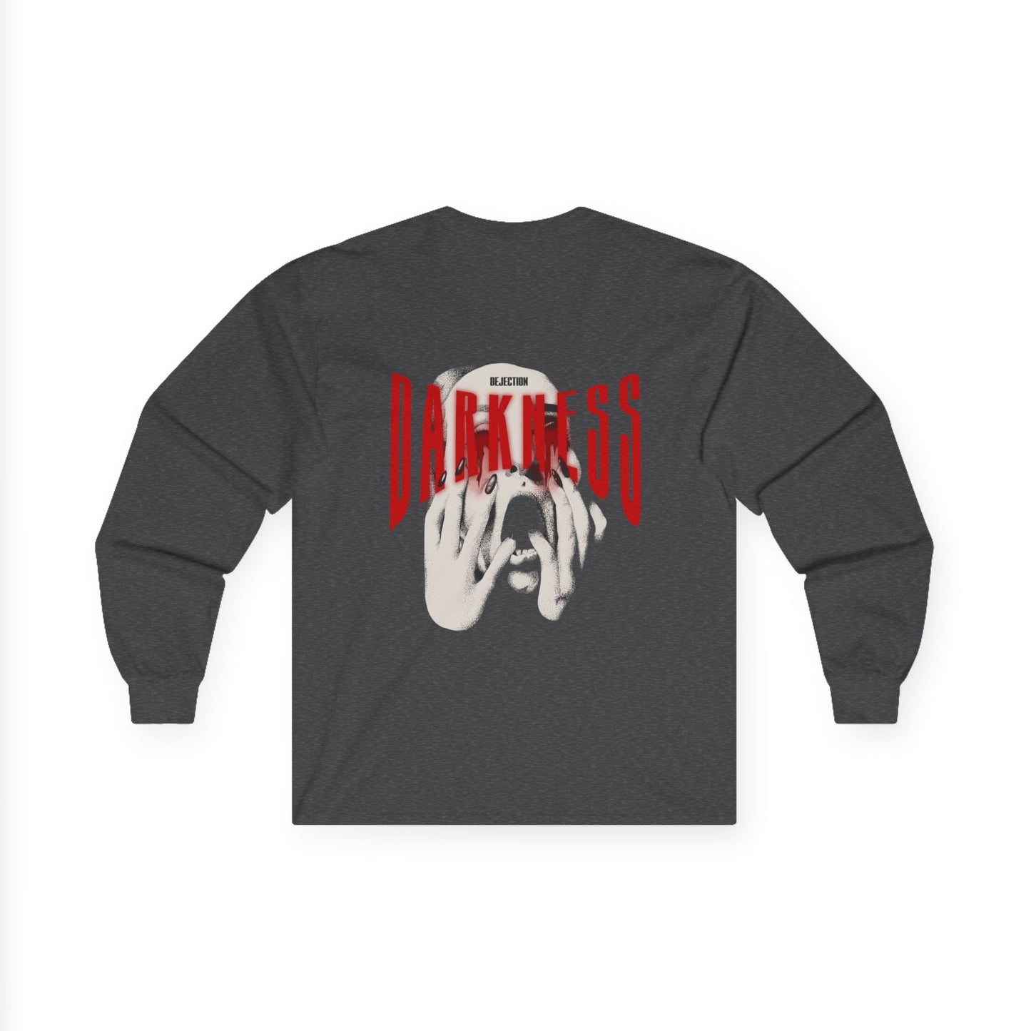 Darkness Graphic Long Sleeve Tee — Gothic Horror Skull Design