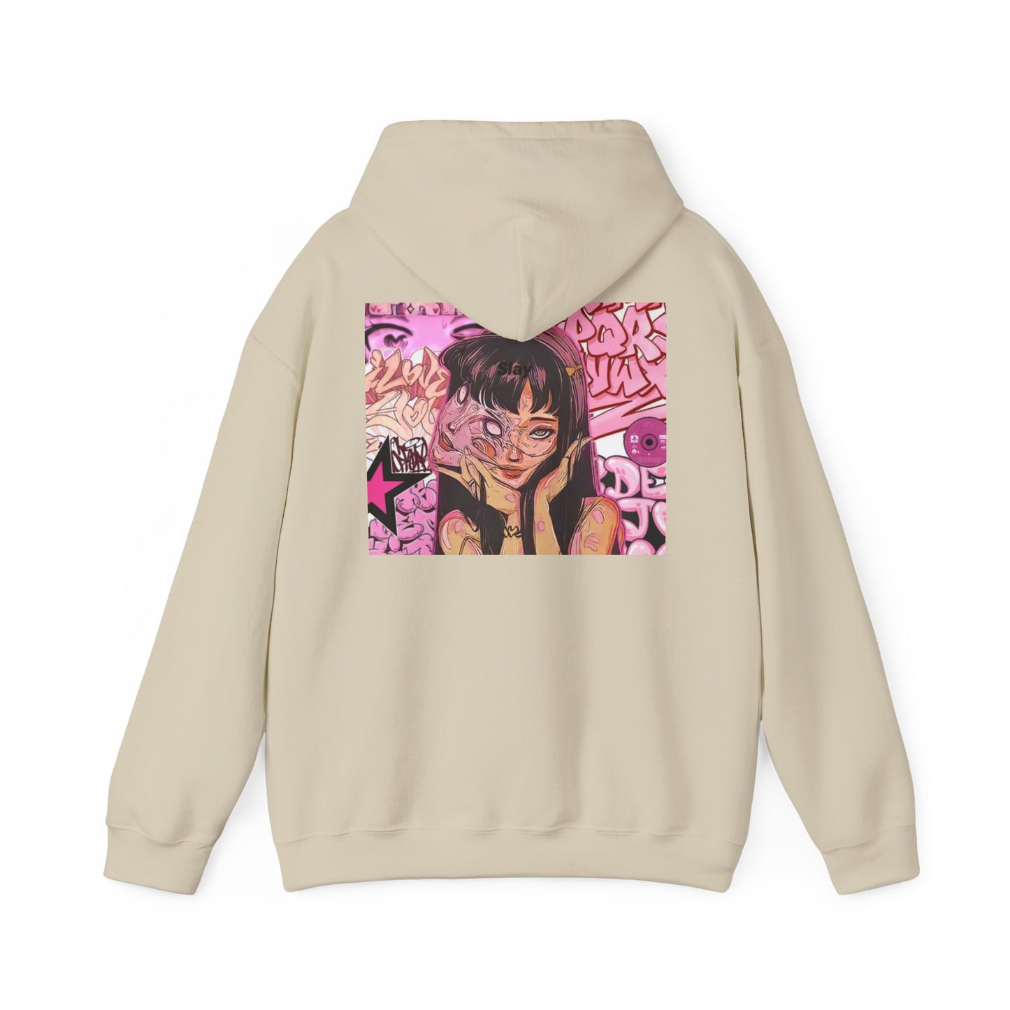 Anime Girl Pink Graffiti Hoodie For Women