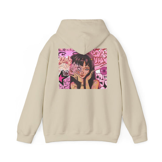 Anime Girl Pink Graffiti Hoodie For Women