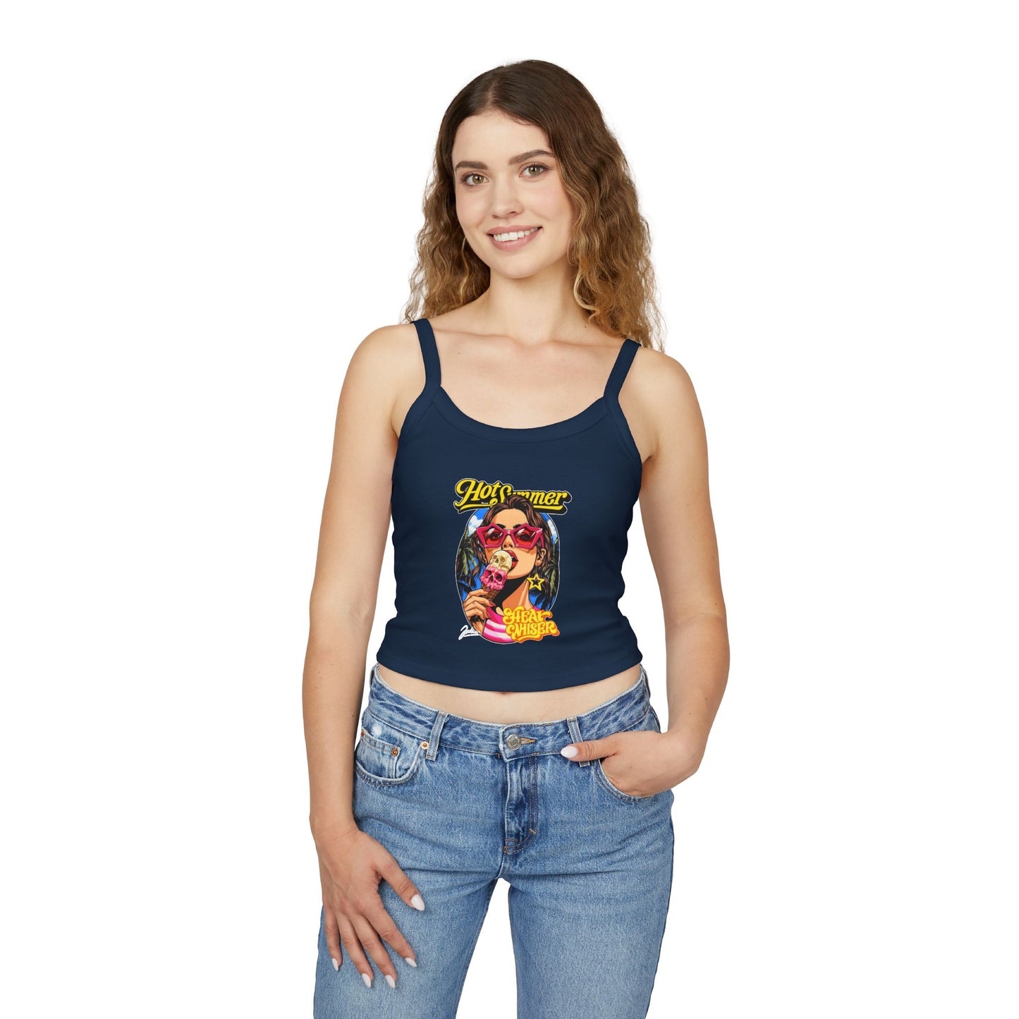 Hot Summer Ice Cream Crop Tank - Women's Spaghetti Strap Graphic Tank Top