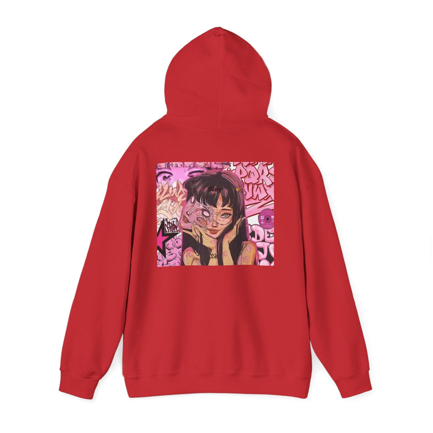 Anime Girl Pink Graffiti Hoodie For Women