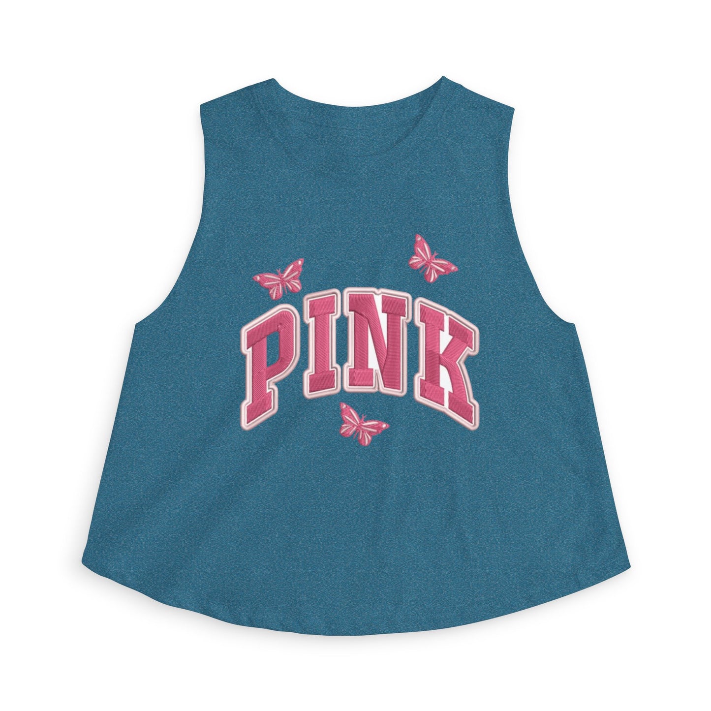 Pink Butterfly Crop Top — Graphic Women's Tank Top