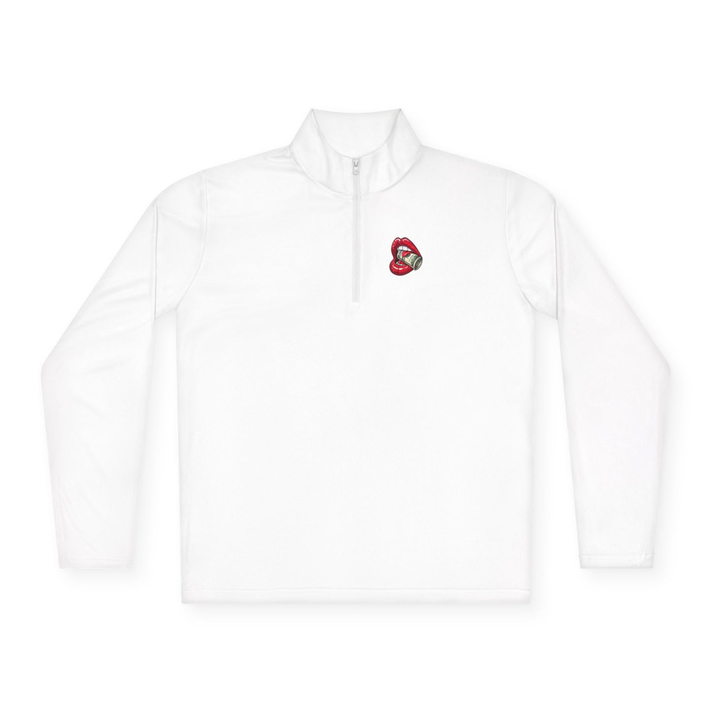 Quarter-Zip Pullover — Small Floral Heart Patch Chest Embroidery For Women