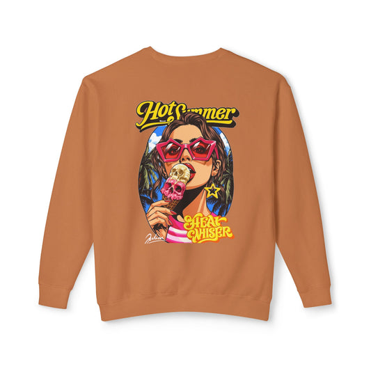 Crewneck Sweatshirt — 'Hot Summer' Retro Girl Ice Cream Graphic For Women