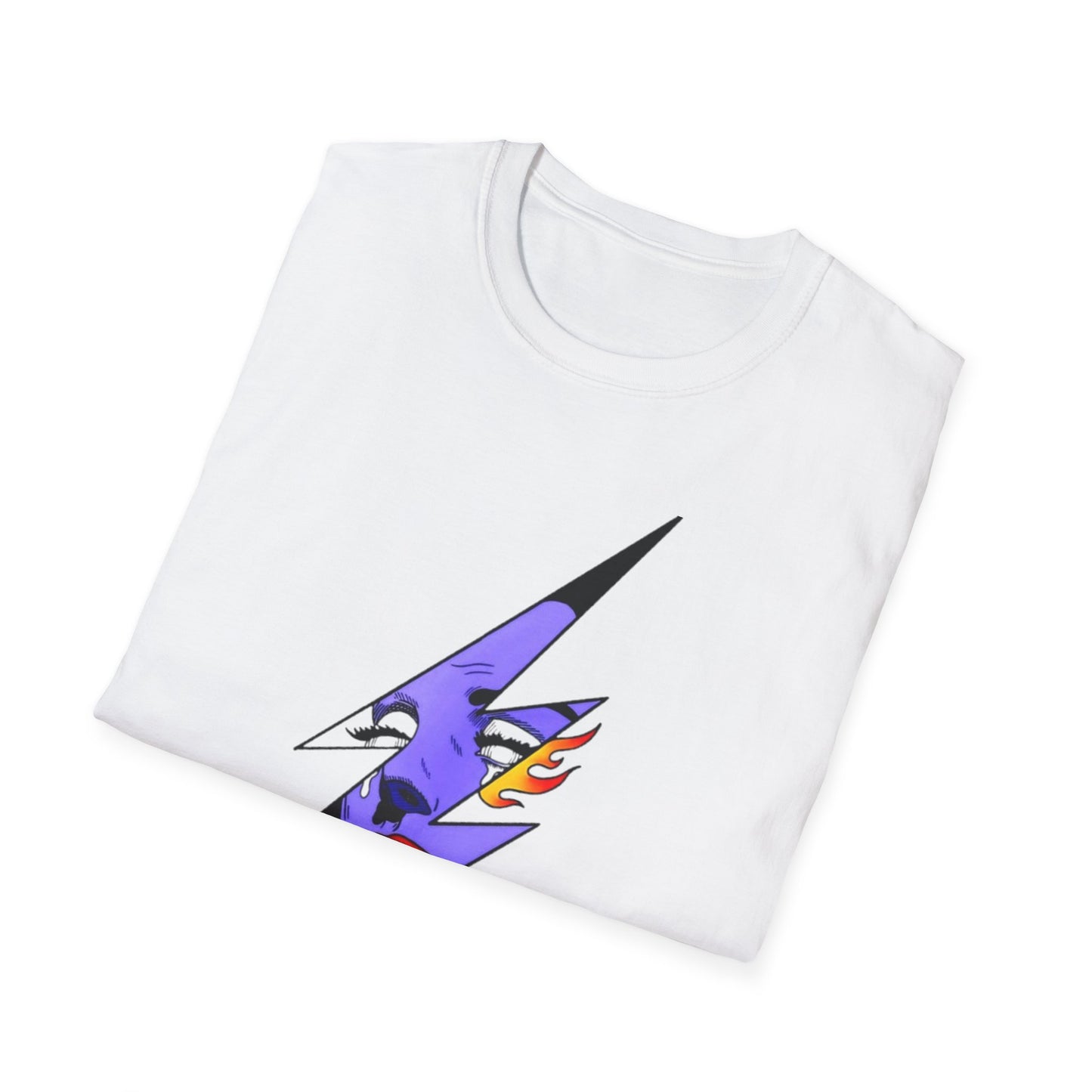 Lightning Bolt Pop Art T-Shirt — Colorful Abstract Face Graphic