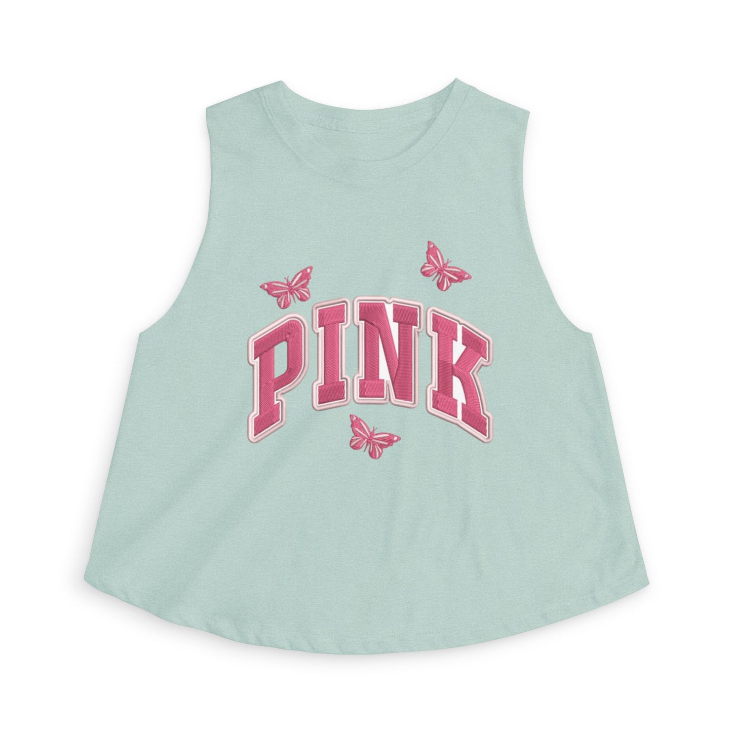 Pink Butterfly Crop Top — Graphic Women's Tank Top
