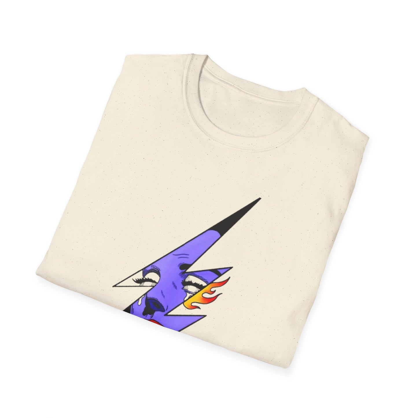 Lightning Bolt Pop Art T-Shirt — Colorful Abstract Face Graphic