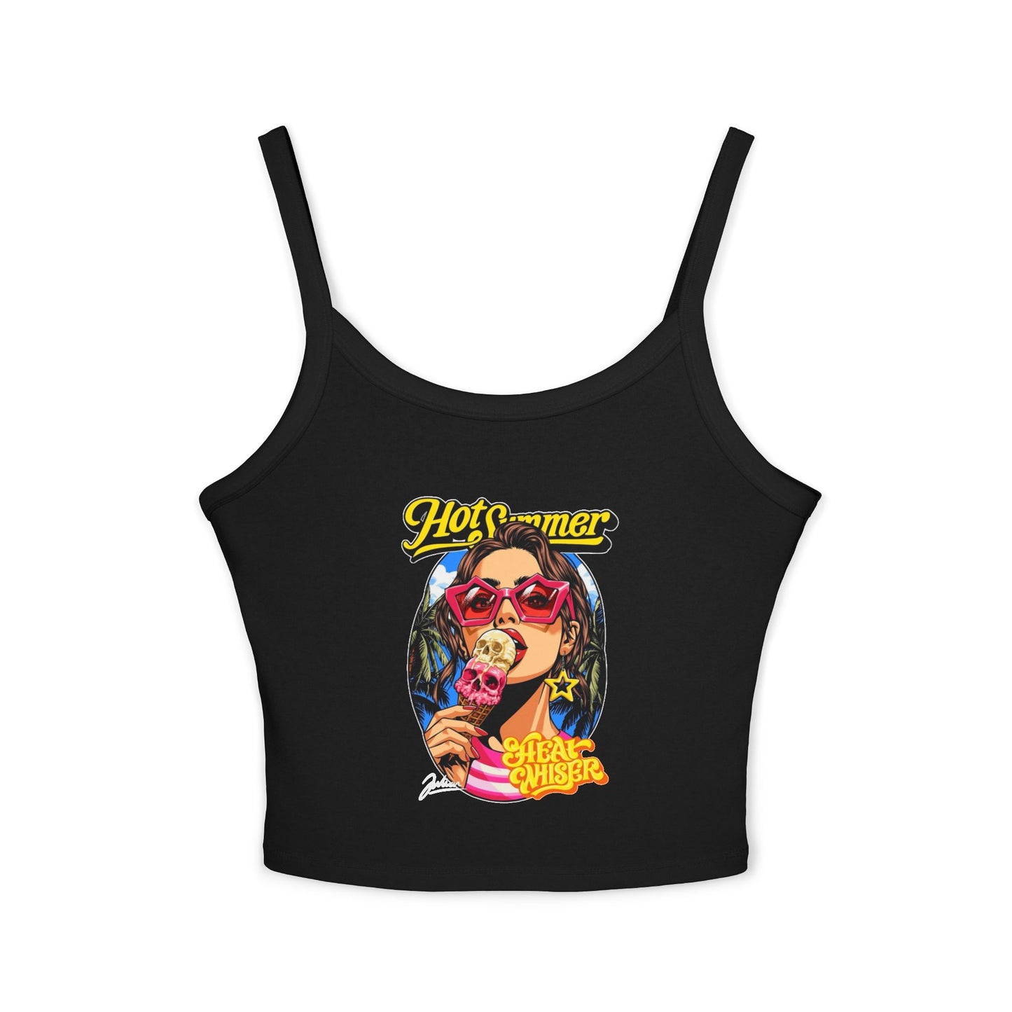 Hot Summer Ice Cream Crop Tank - Women's Spaghetti Strap Graphic Tank Top