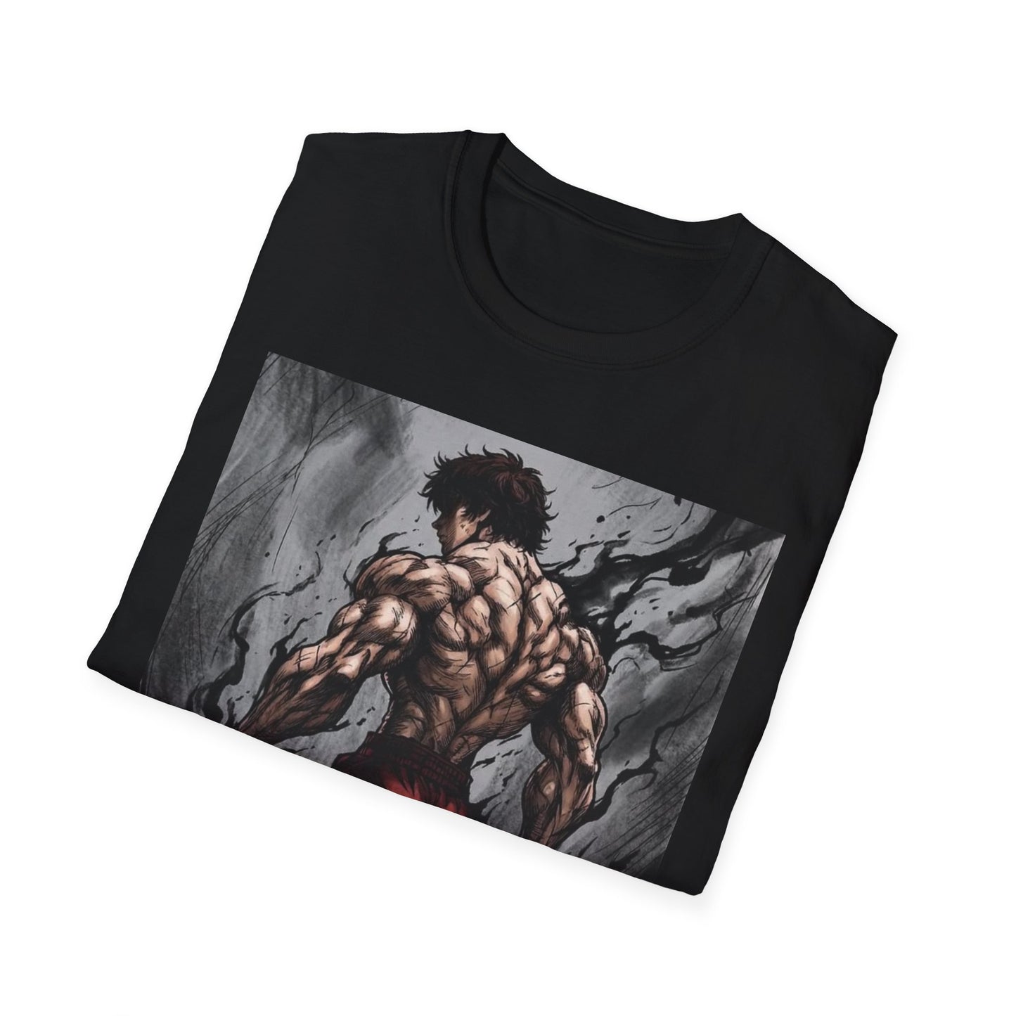 Title: Baki Hanma Demon Back Gym Shirt - Anime Fitness Graphic Tee - Baki Grappler Workout T-Shirt - Men's Grey Training Top