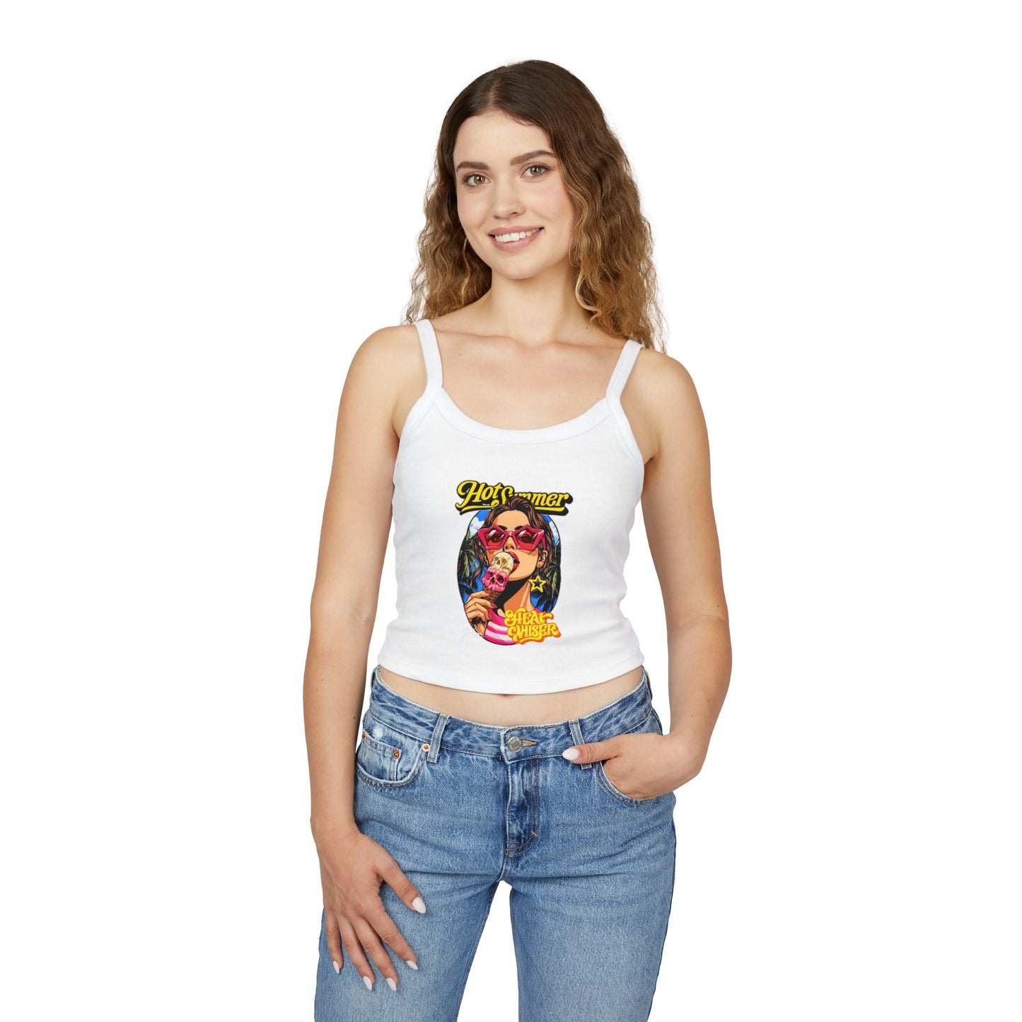Hot Summer Ice Cream Crop Tank - Women's Spaghetti Strap Graphic Tank Top