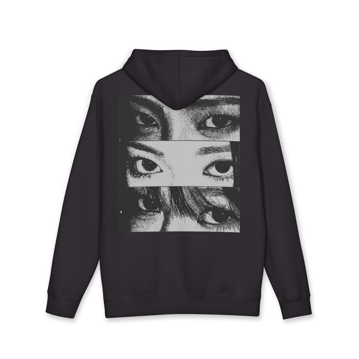 Vintage Triple Eyes Graphic Hoodie — Retro Noir Eye Print Back For Men
