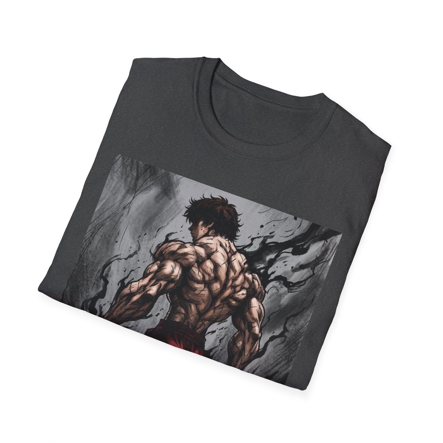 Title: Baki Hanma Demon Back Gym Shirt - Anime Fitness Graphic Tee - Baki Grappler Workout T-Shirt - Men's Grey Training Top