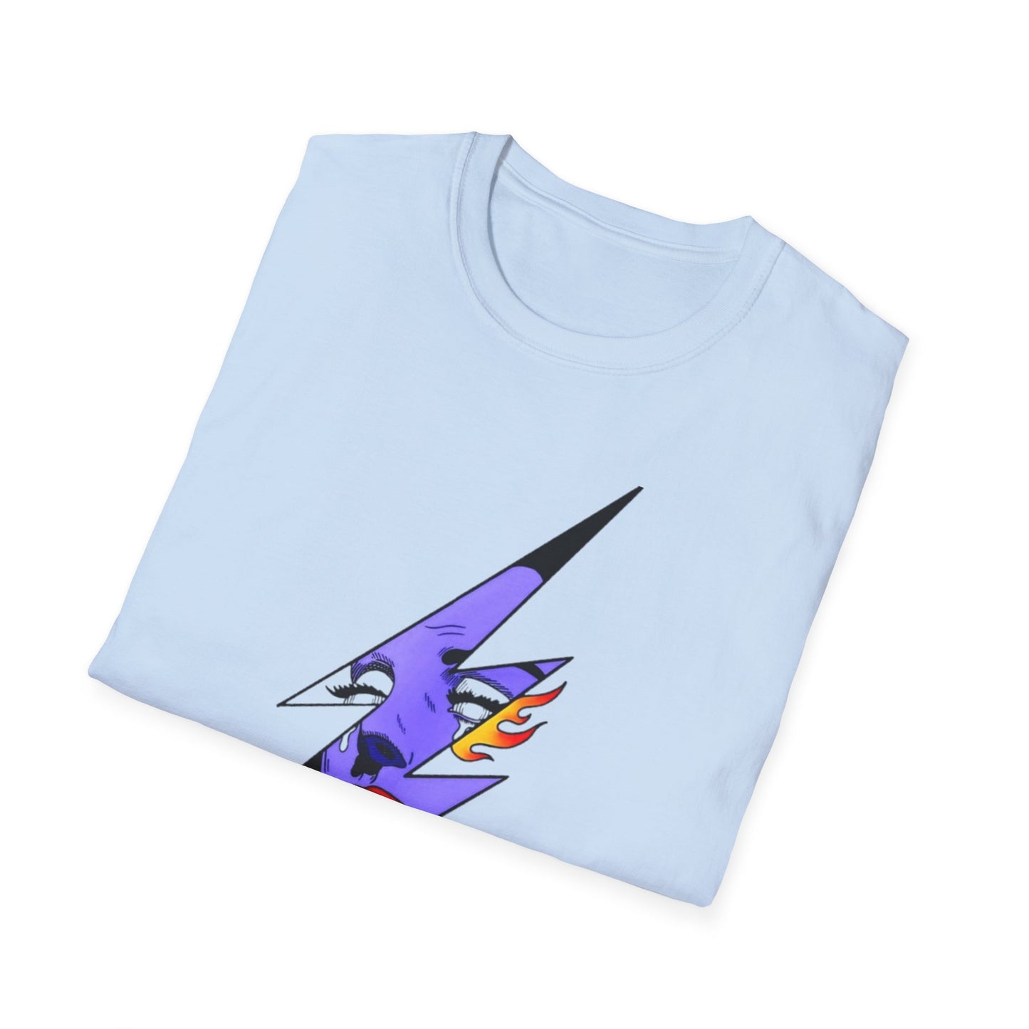 Lightning Bolt Pop Art T-Shirt — Colorful Abstract Face Graphic