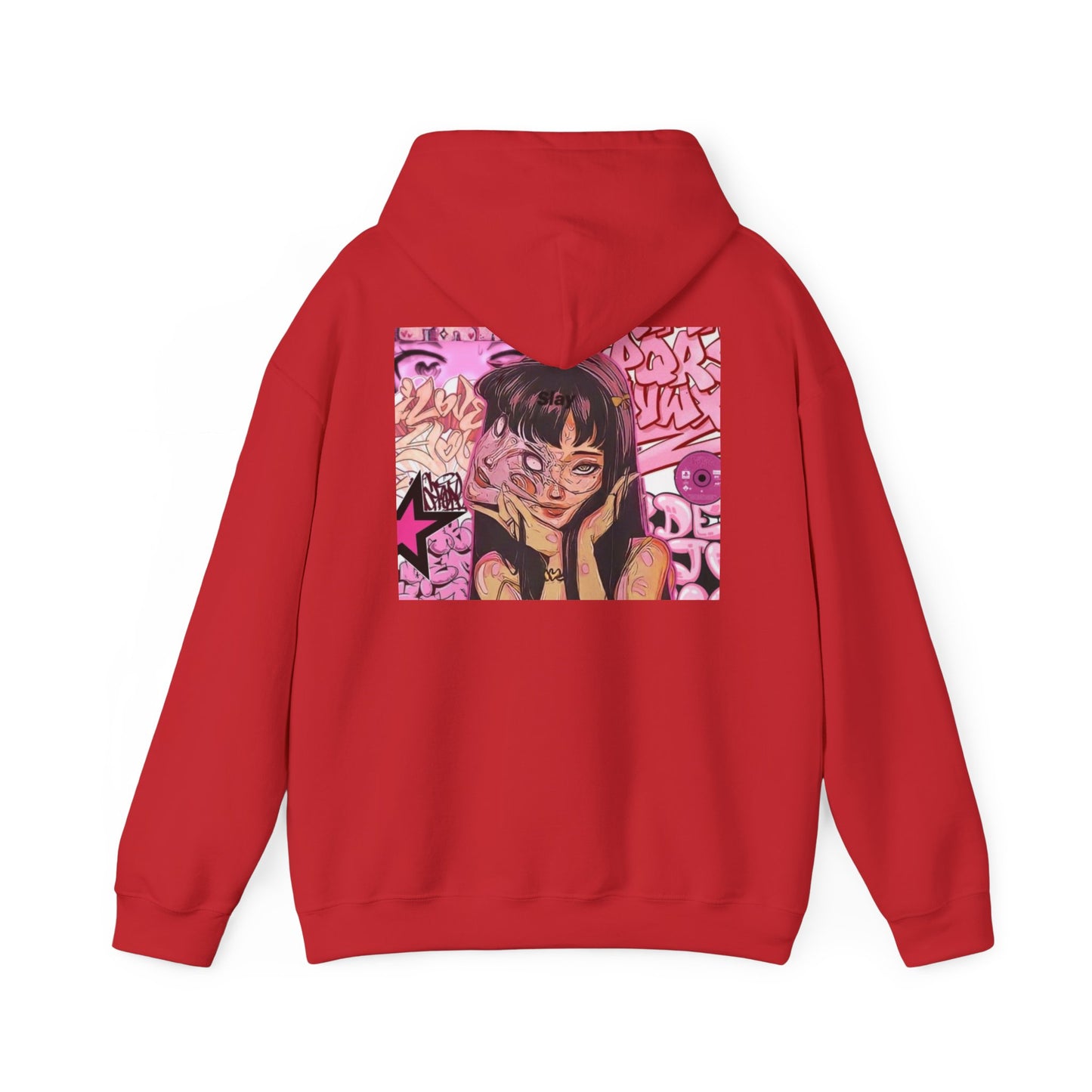 Anime Girl Pink Graffiti Hoodie For Women