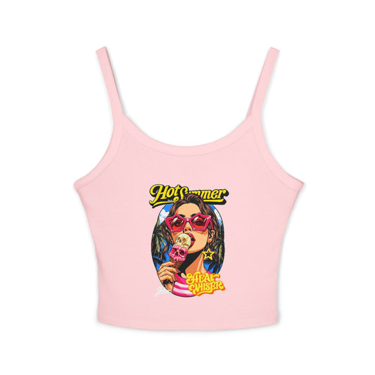 Hot Summer Ice Cream Crop Tank - Women's Spaghetti Strap Graphic Tank Top