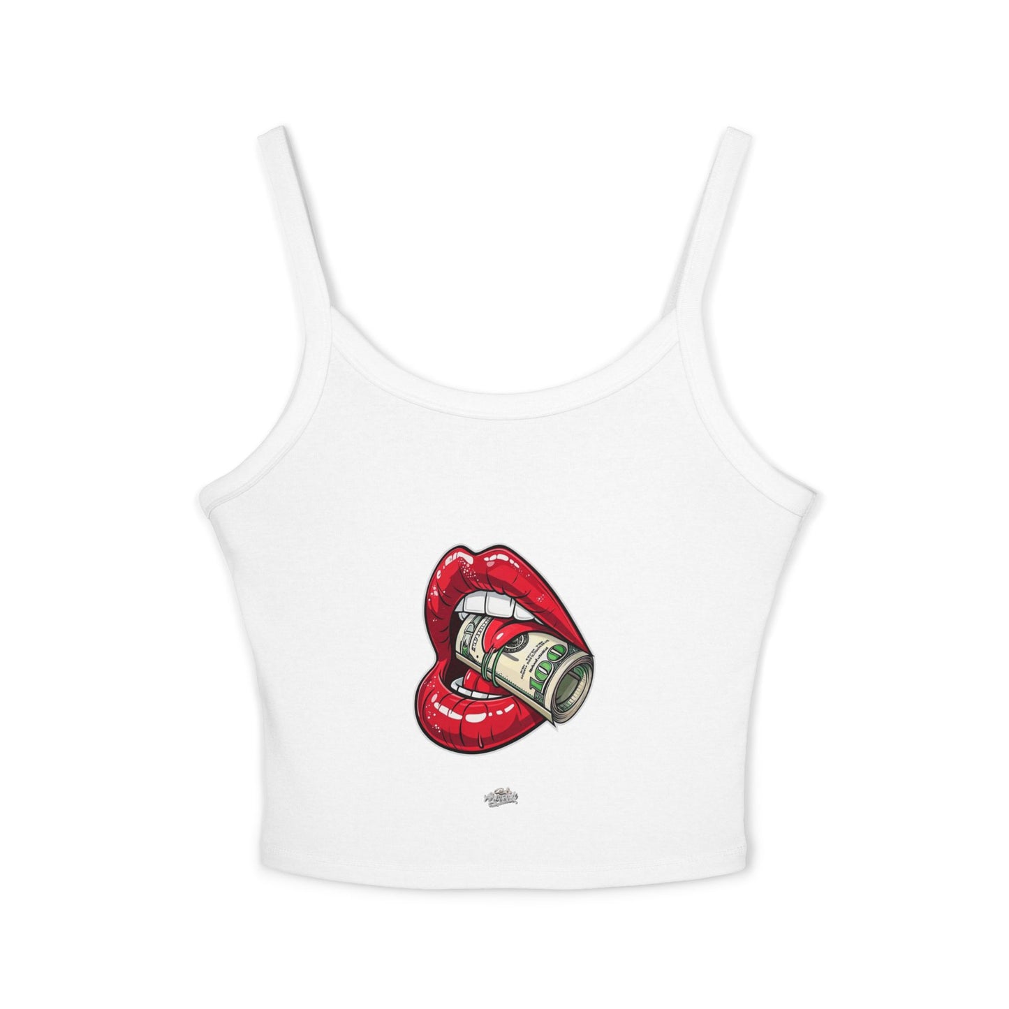 Women's Tank Top — Red Lip Bite with Money Graphic Crop For Women