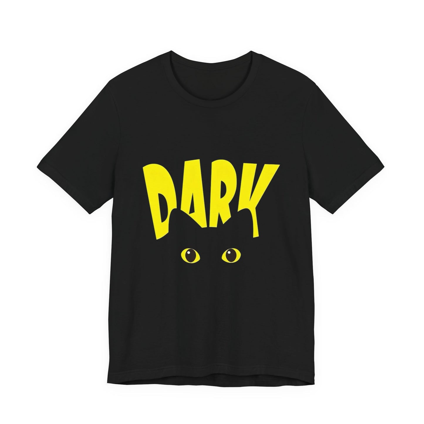 Dark Cat T-Shirt — Yellow 'Dark' Text with Cat Eyes Graphic For Women