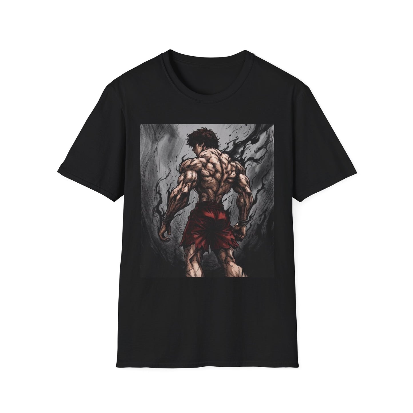 Title: Baki Hanma Demon Back Gym Shirt - Anime Fitness Graphic Tee - Baki Grappler Workout T-Shirt - Men's Grey Training Top