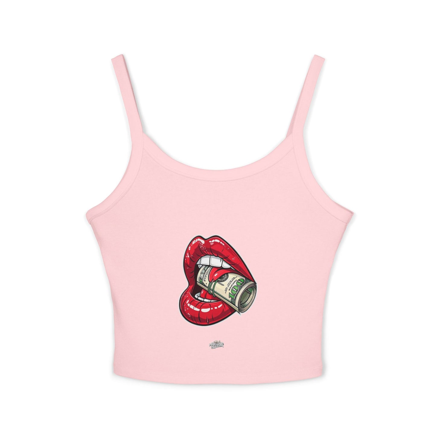 Women's Tank Top — Red Lip Bite with Money Graphic Crop For Women