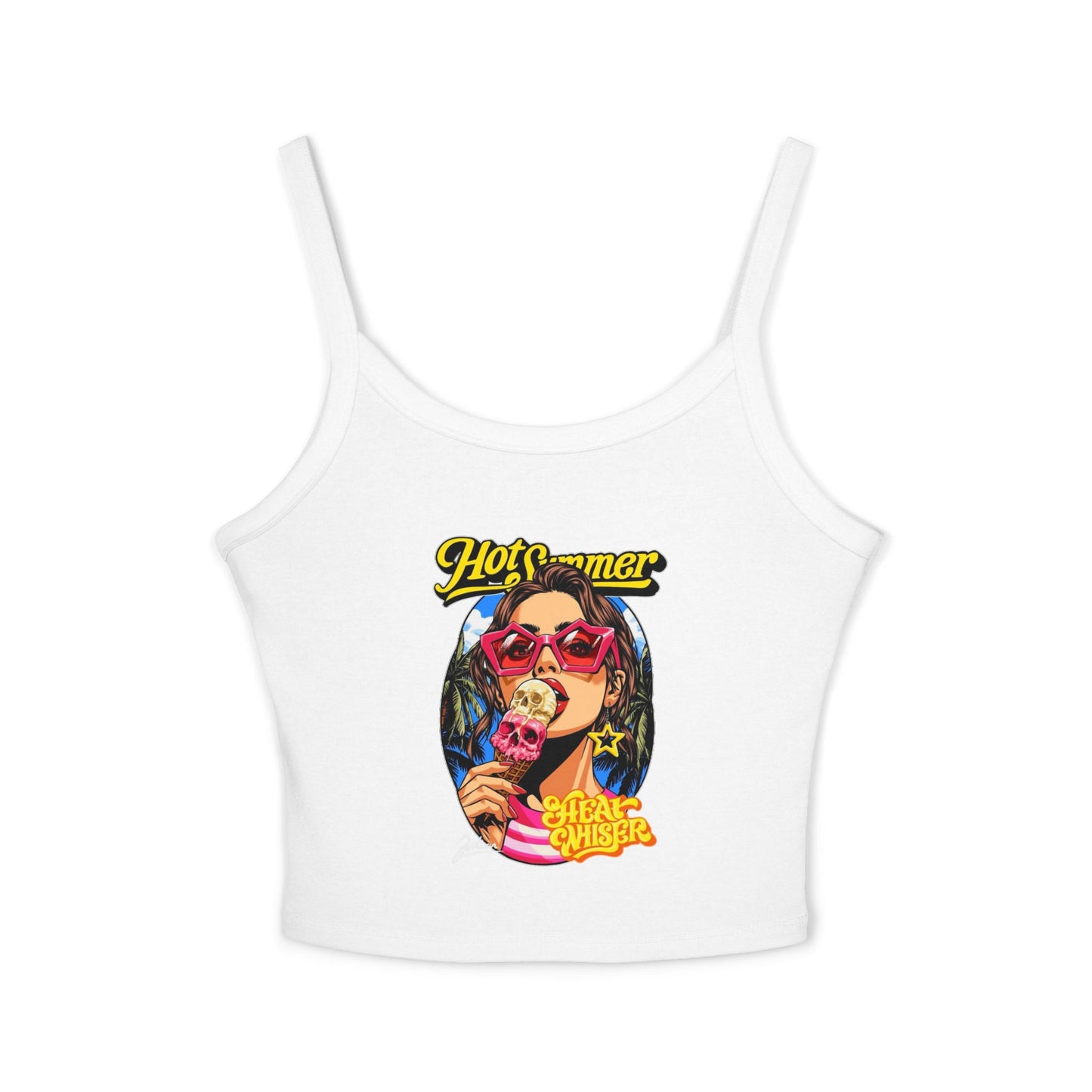 Hot Summer Ice Cream Crop Tank - Women's Spaghetti Strap Graphic Tank Top