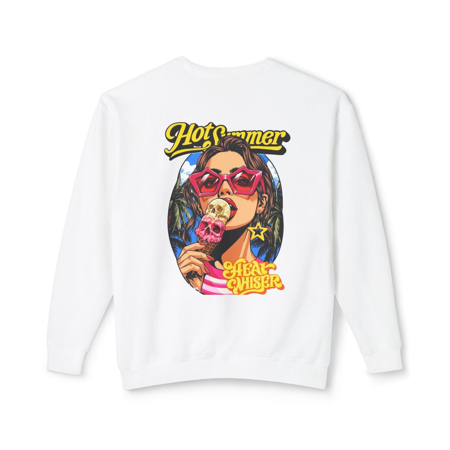 Crewneck Sweatshirt — 'Hot Summer' Retro Girl Ice Cream Graphic For Women