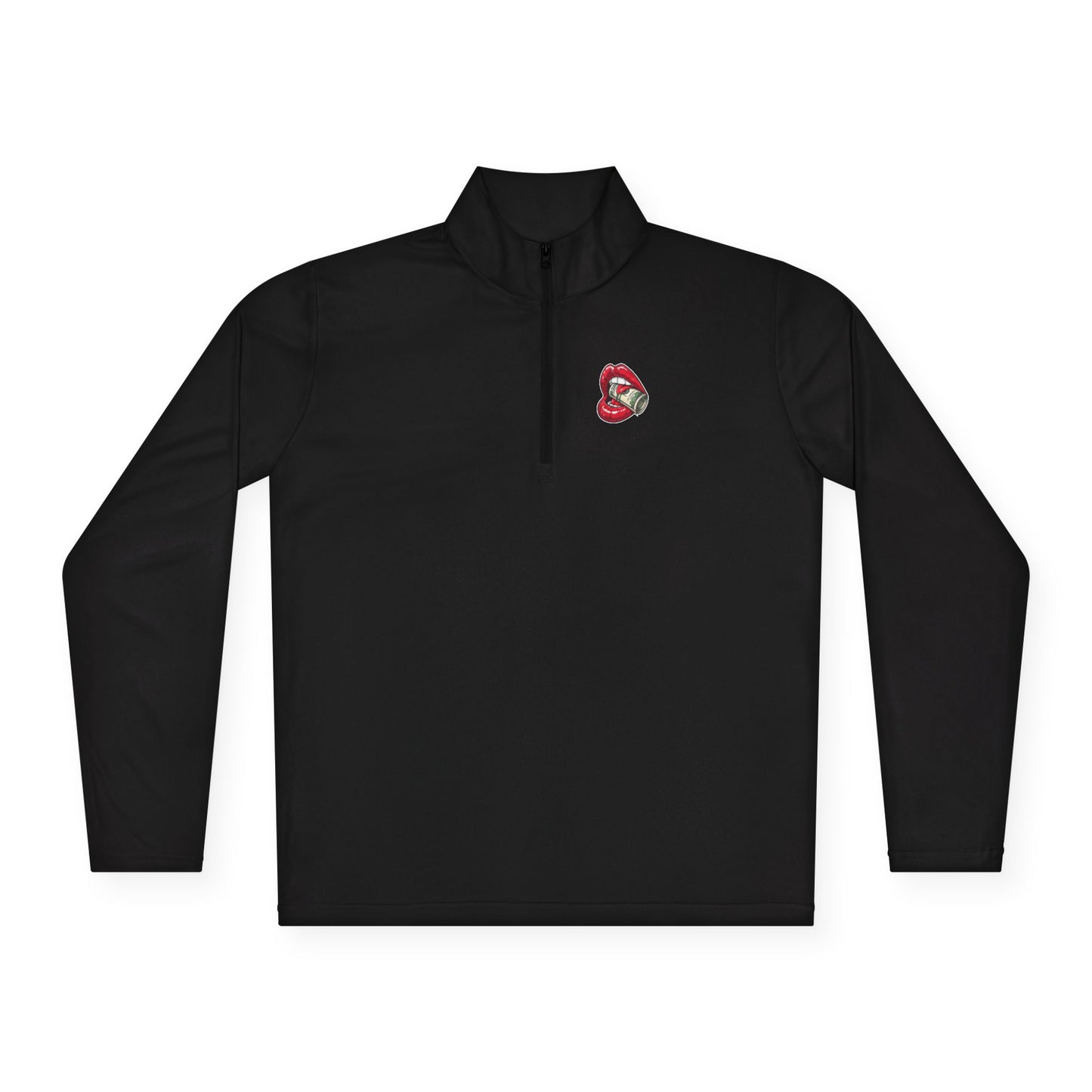 Quarter-Zip Pullover — Small Floral Heart Patch Chest Embroidery For Women