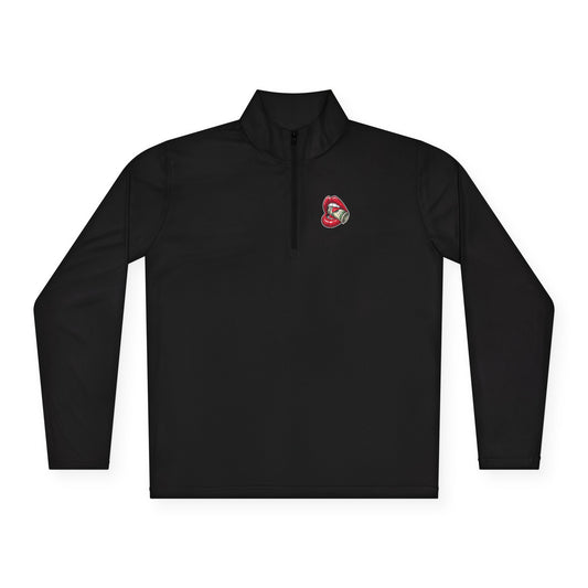 Quarter-Zip Pullover — Small Floral Heart Patch Chest Embroidery For Women