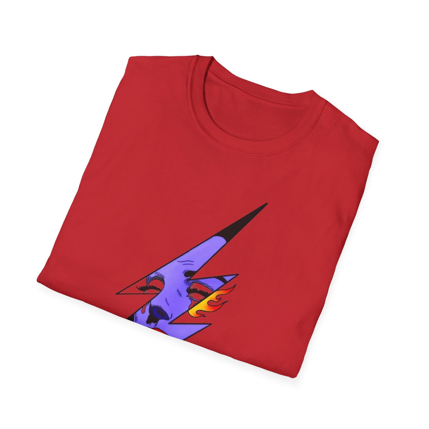 Lightning Bolt Pop Art T-Shirt — Colorful Abstract Face Graphic