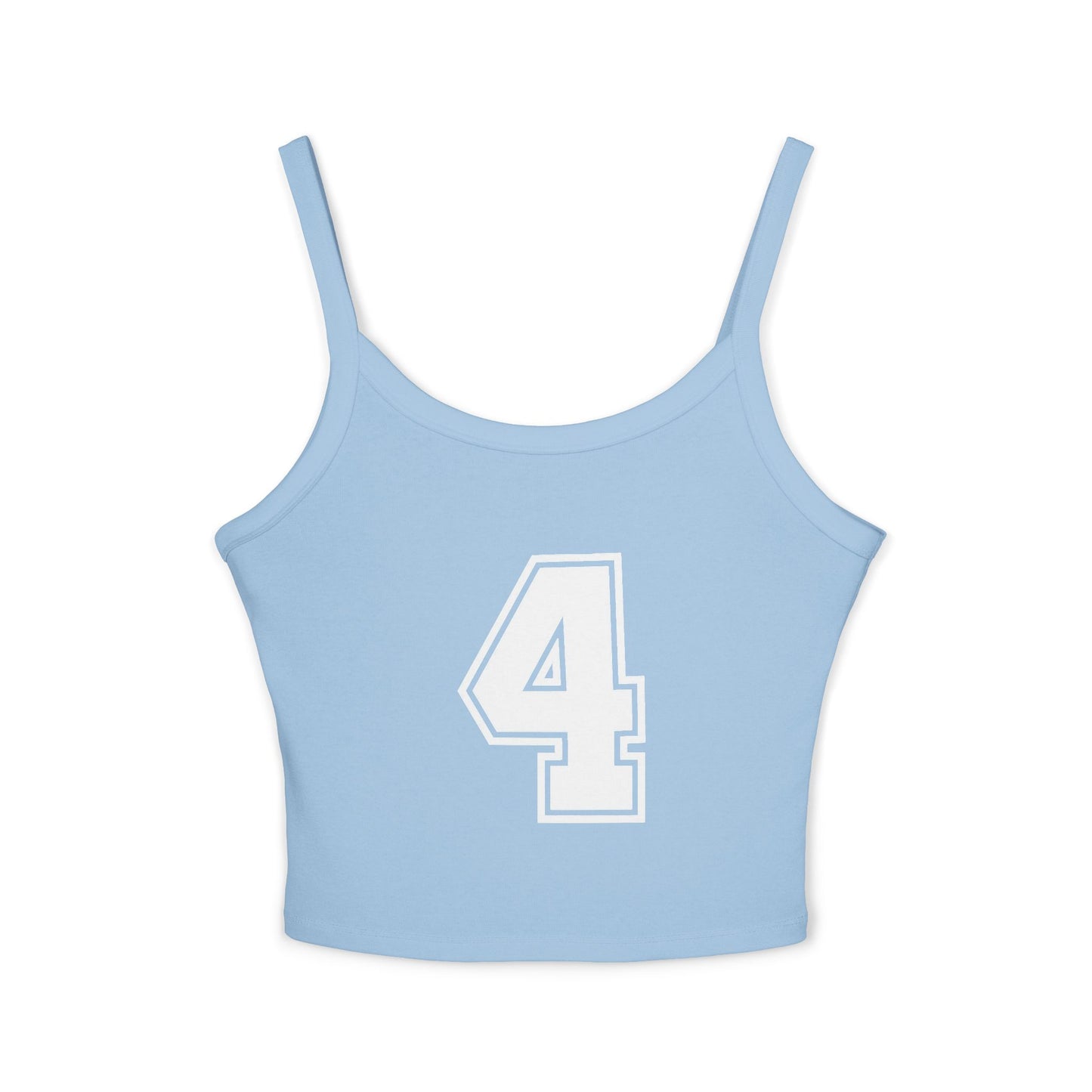 Women’s Spaghetti Strap Tank Top — Minimal Number 4 Crop Tee