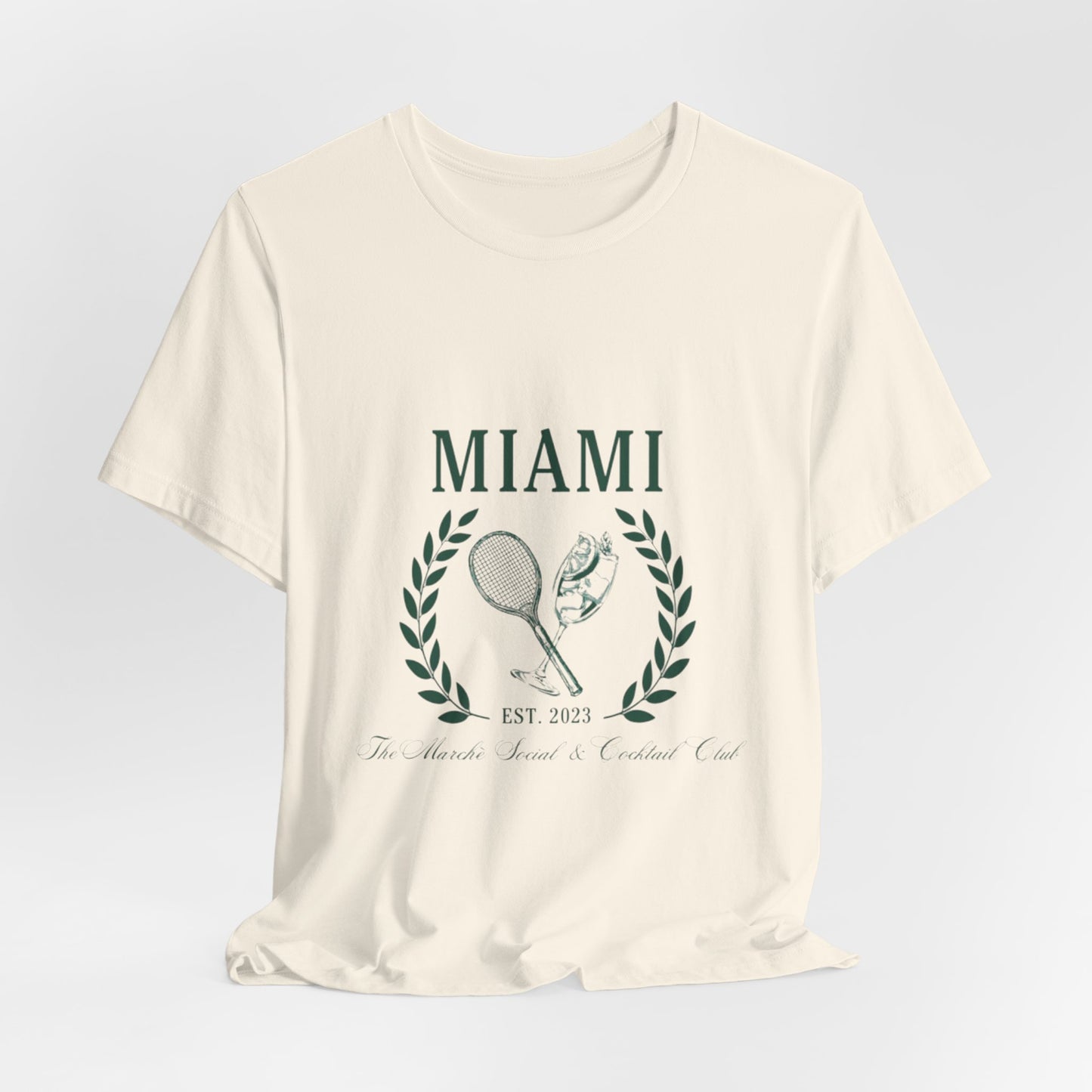Miami Tennis Club Tee – Vintage Laurel Crest T-Shirt (Est. 2023)