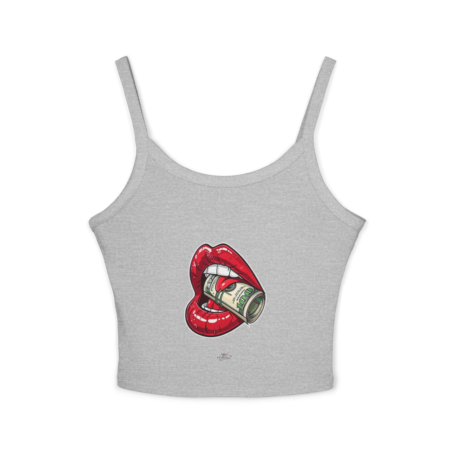 Women's Tank Top — Red Lip Bite with Money Graphic Crop For Women