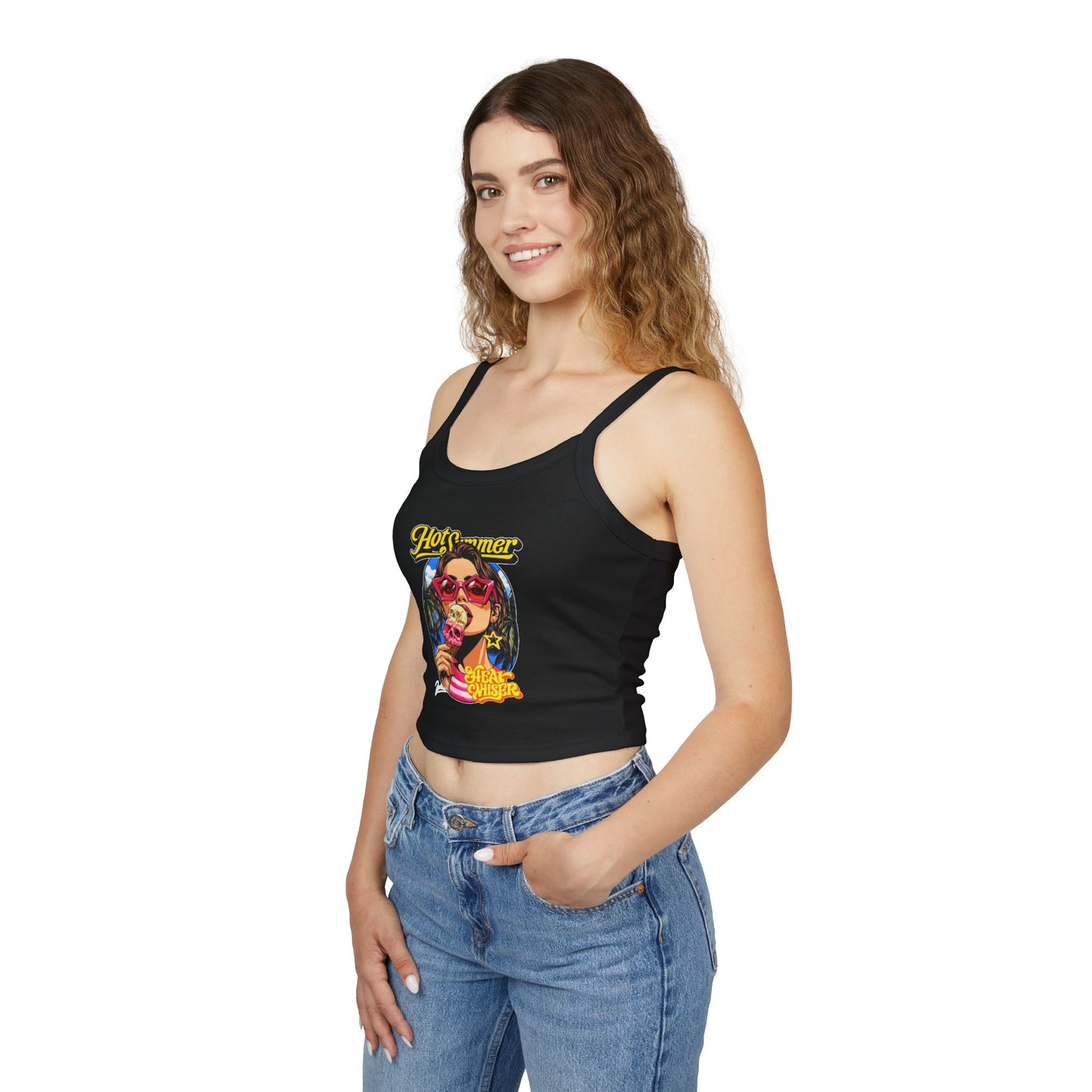 Hot Summer Ice Cream Crop Tank - Women's Spaghetti Strap Graphic Tank Top