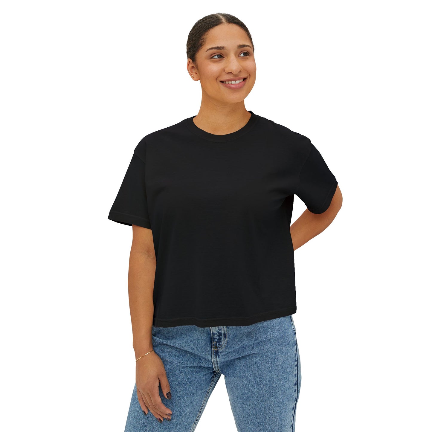 Hello Kitty Luxe Boxy Tee — Cute Pink Fur & Sunglasses Graphic For Women