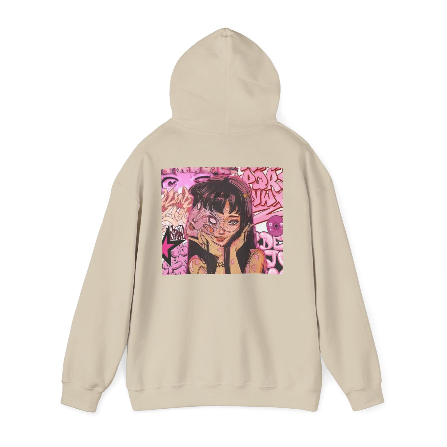 Anime Girl Pink Graffiti Hoodie For Women