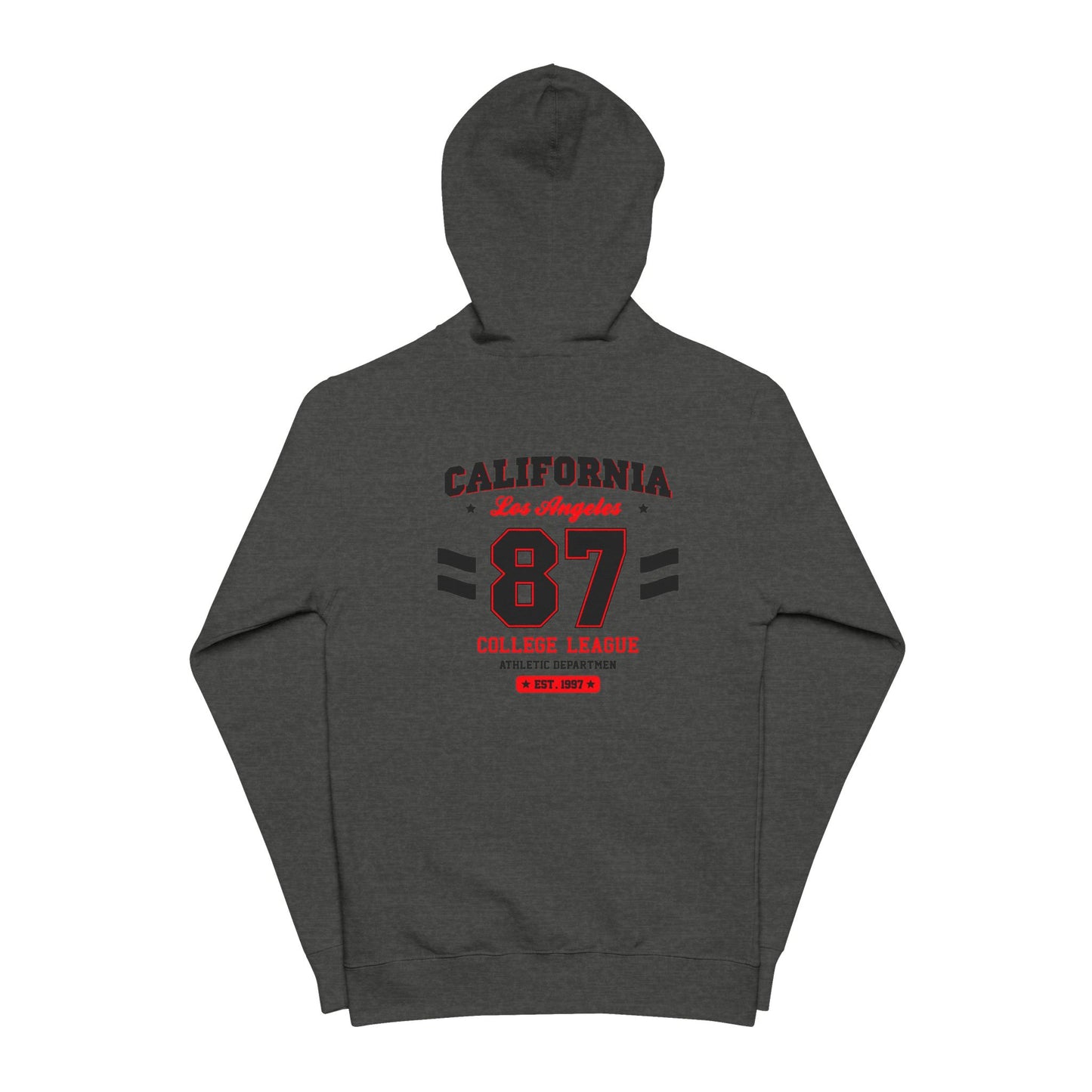 California 87 Zip-Up Hoodie — Vintage Athletic Back Graphic For Men