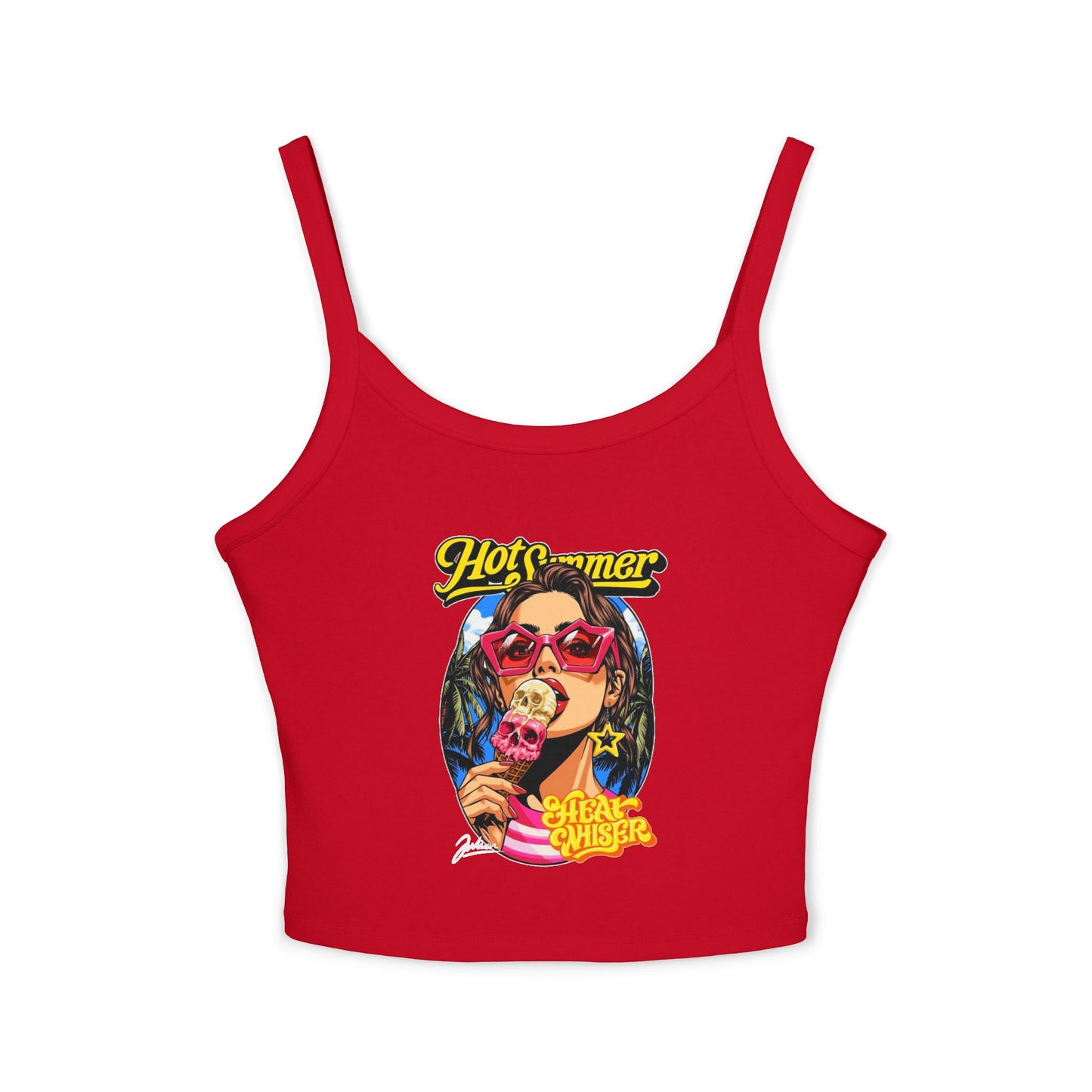 Hot Summer Ice Cream Crop Tank - Women's Spaghetti Strap Graphic Tank Top