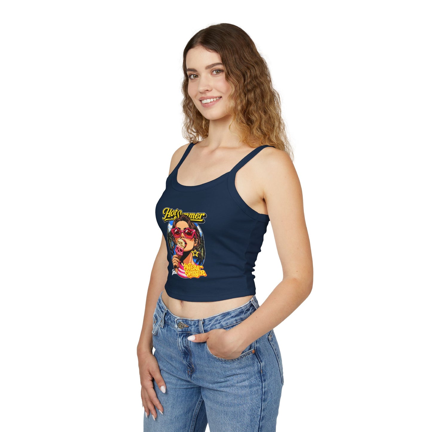 Hot Summer Ice Cream Crop Tank - Women's Spaghetti Strap Graphic Tank Top