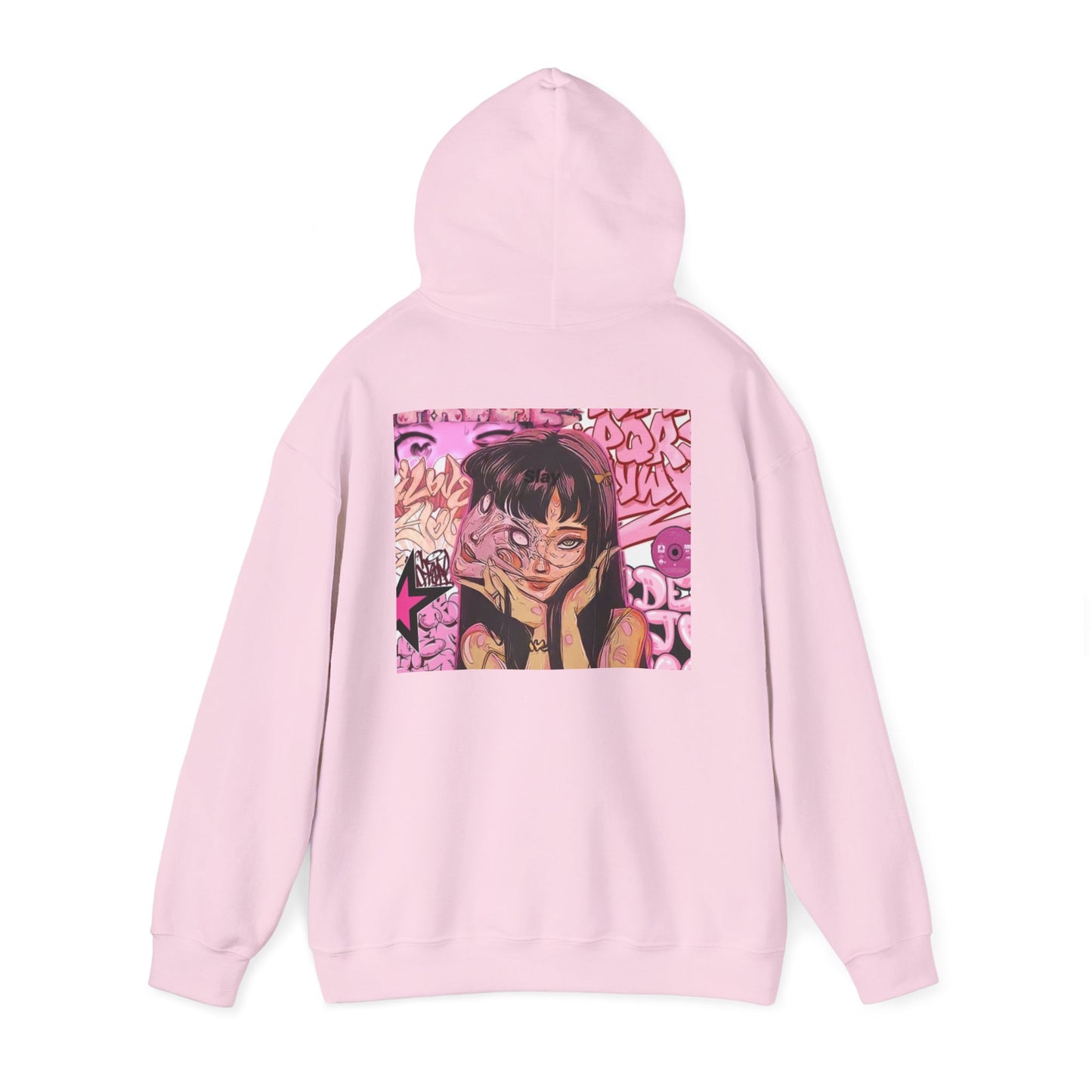 Anime Girl Pink Graffiti Hoodie For Women