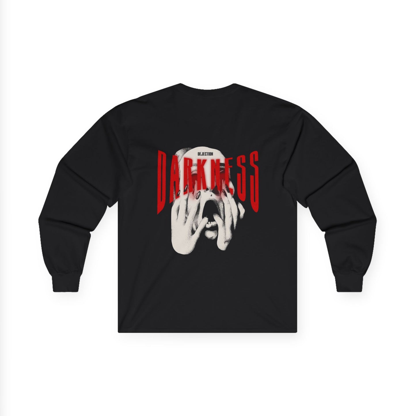 Darkness Graphic Long Sleeve Tee — Gothic Horror Skull Design