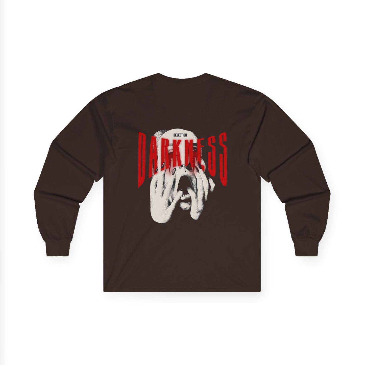 Darkness Graphic Long Sleeve Tee — Gothic Horror Skull Design
