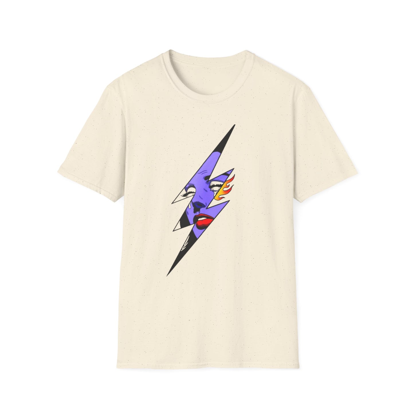 Lightning Bolt Pop Art T-Shirt — Colorful Abstract Face Graphic