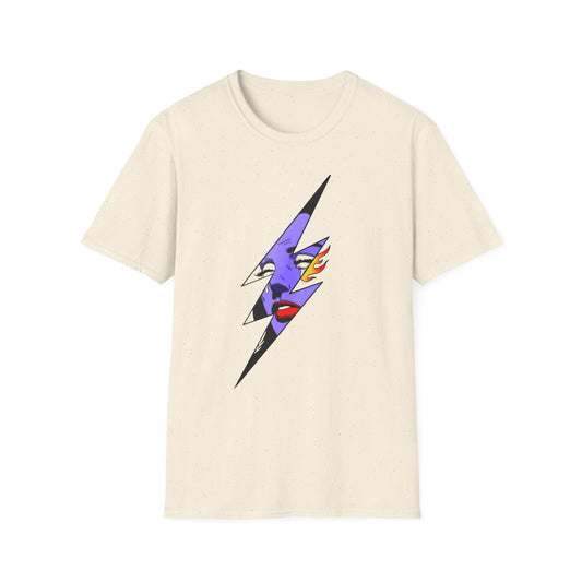 Lightning Bolt Pop Art T-Shirt — Colorful Abstract Face Graphic