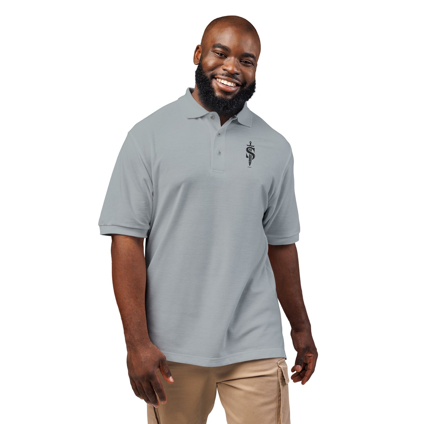Premium Dagger Monogram Polo Shirt – Urban Streetwear Designer Polo – Men’s Gothic Aesthetic Sportswear