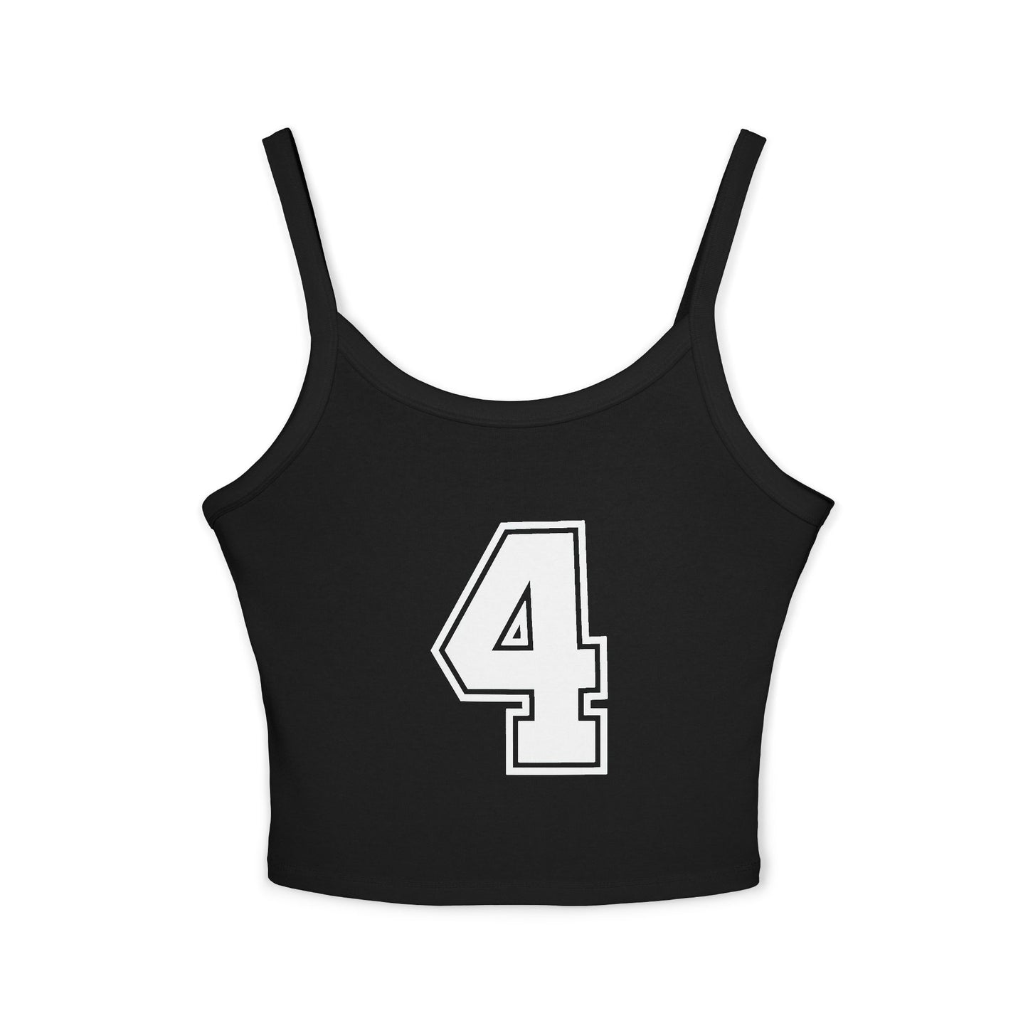 Women’s Spaghetti Strap Tank Top — Minimal Number 4 Crop Tee